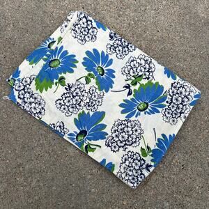 Vintage Cotton Flour Feed Sack Blue Green Daisies Hydrangea